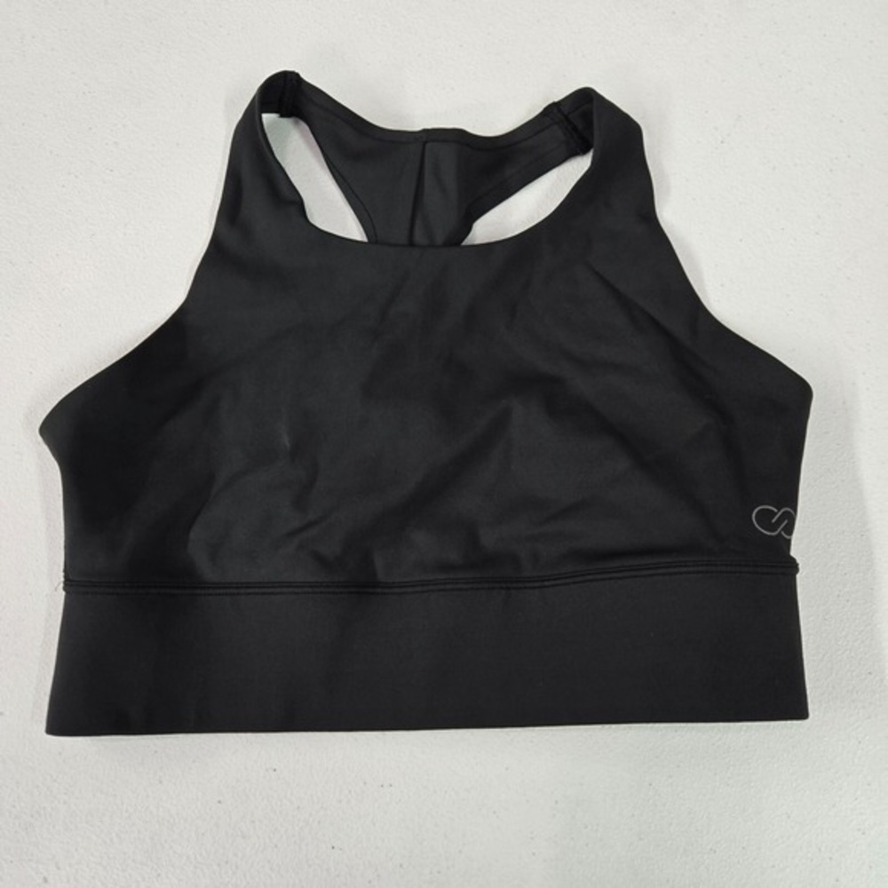 Calia Women Sports Bra Small Black High Neck Racerback Mesh Wireless‎ Pullover